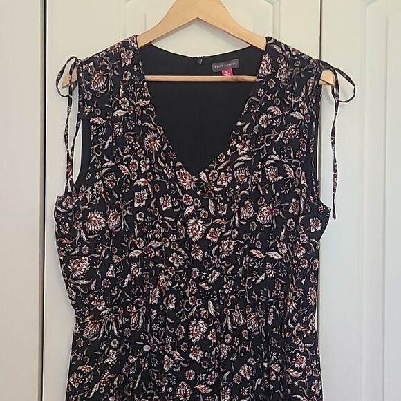 Vince Camuto Floral Maxi Dress Sleeveless Border Detail Black Red Yellow Size 14 - Picture 3 of 13